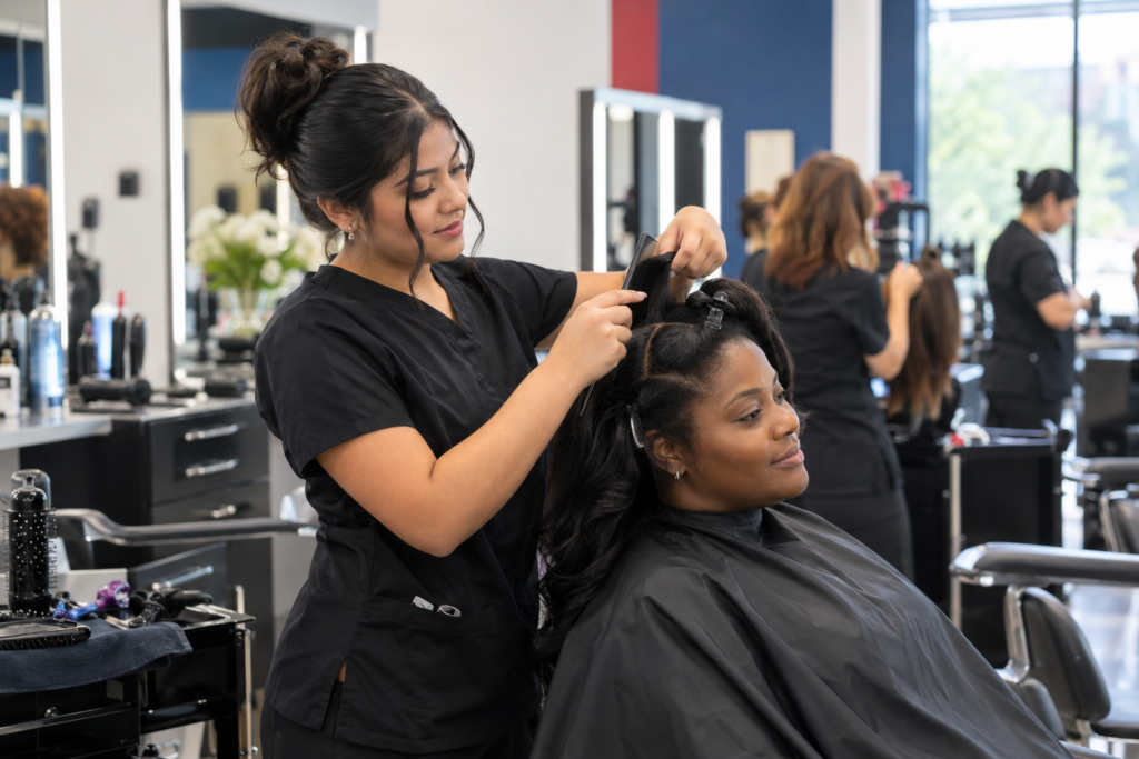 Hands-on training helps cosmetology students develop practical skills and professional confidence.