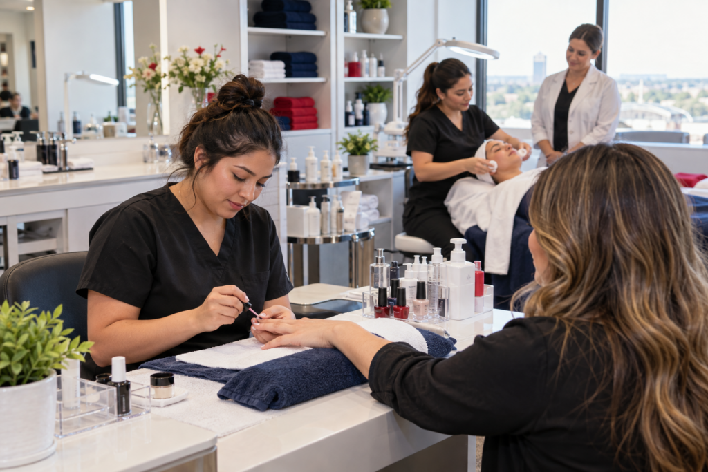 Hair nail skin and massage services at a student salon in Waco Texas